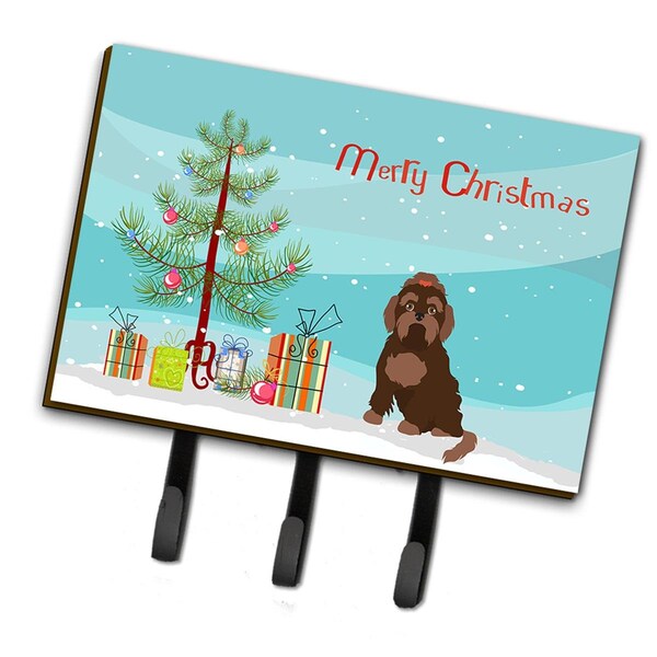 Carolines Treasures Brown Russian Tsvetnaya Bolonka Lap Dog Christmas Tree Leash or Key Holder - CK3509TH68
