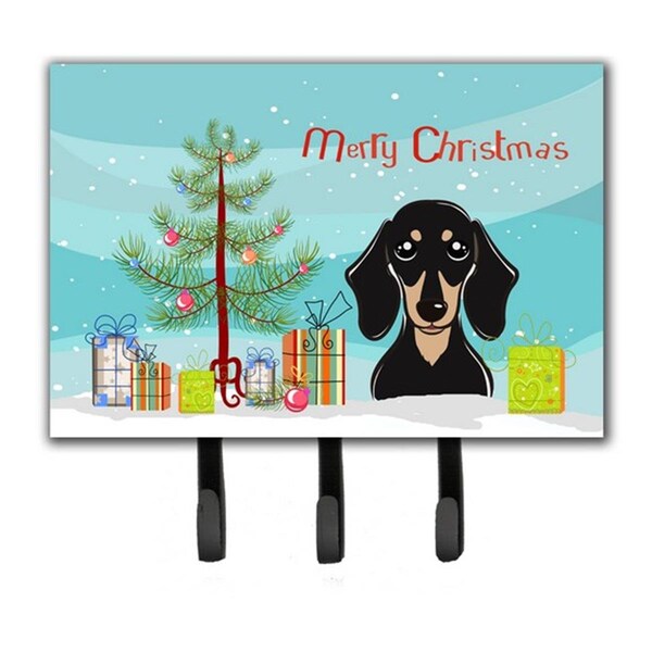 Jensendistributionservices Christmas Tree & Smooth Black & Tan Dachshund Leash or Key Holder - MI1719500