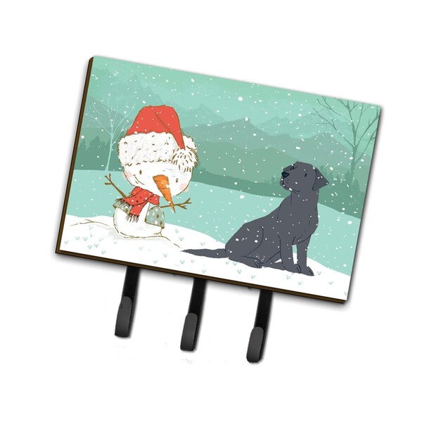 Carolines Treasures Black Labrador Snowman Christmas Leash or Key Holder - CK2047TH68