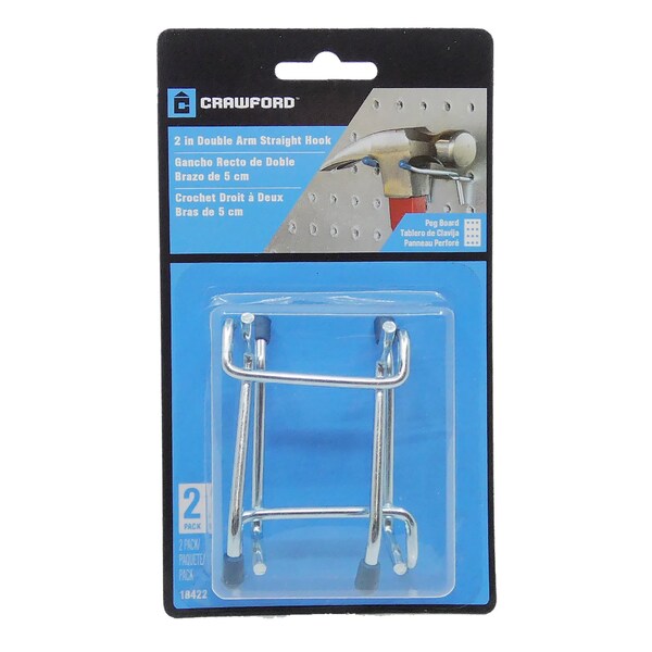 Crawford Crawford Zinc Plated Silver Steel 2 in. Peg Hooks 2 pk - 18422