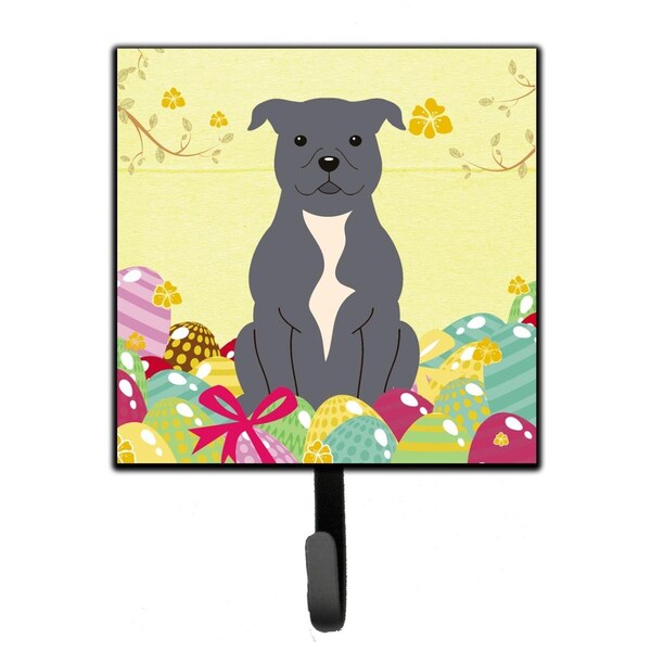Carolines Treasures Easter Eggs Staffordshire Bull Terrier Blue Leash or Key Holder - BB6046SH4