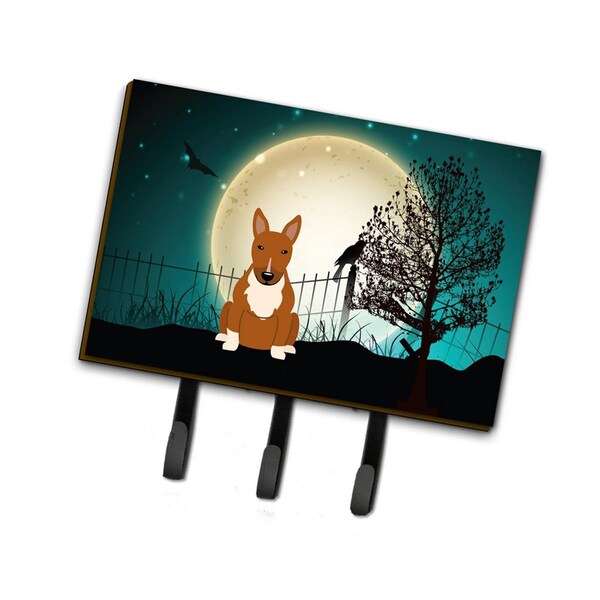 Jensendistributionservices Halloween Scary Bull Terrier Red Leash or Key Holder - MI1704472