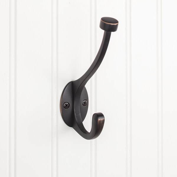 Elements By Hardware Resources 5-1/2" Brushed Oil Rubbed Bronze Pilltop Double Prong Wall Mounted Hook - YD60-550DBAC