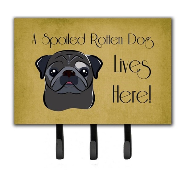 Jensendistributionservices Black Pug Spoiled Dog Lives Here Leash & Key Holder - MI2088657