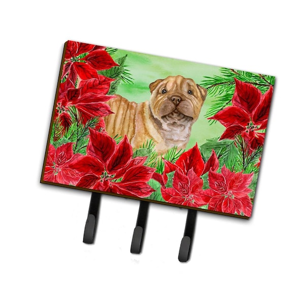 Carolines Treasures Shar Pei Puppy Poinsettas Leash or Key Holder - CK1366TH68