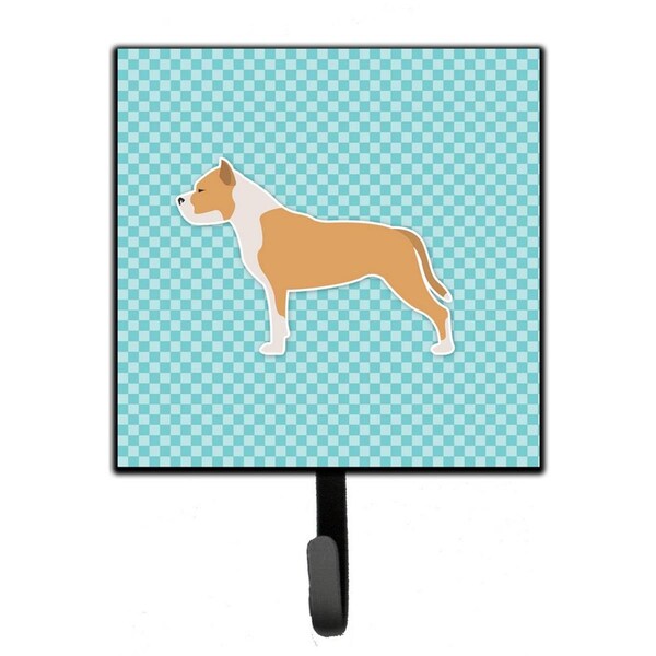 Jensendistributionservices Staffordshire Bull Terrier Checkerboard Blue Leash or Key Holder - MI1707777