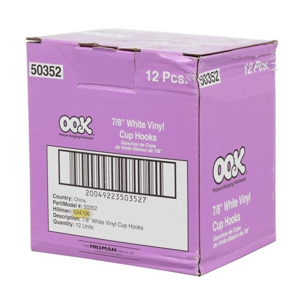 Hillman OOK Small Vinyl Coated White Steel 7/8 in. L Cup Hook 1 lb 4 pk - 534106