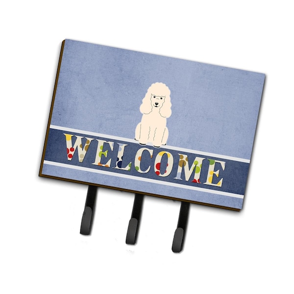 Carolines Treasures Poodle White Welcome Leash or Key Holder - BB5651TH68