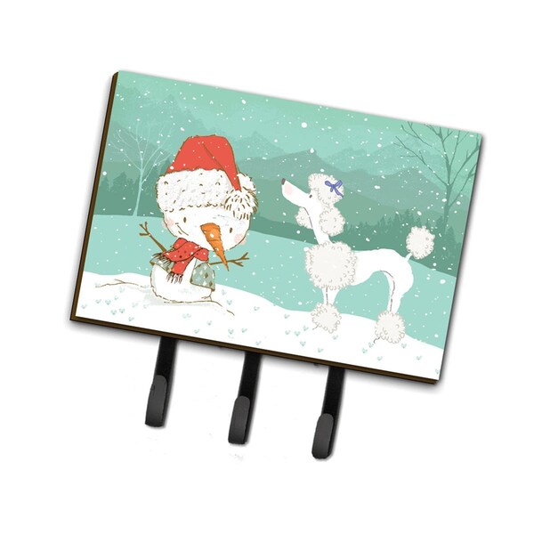 Jensendistributionservices White Poodle Snowman Christmas Leash or Key Holder - MI1714055