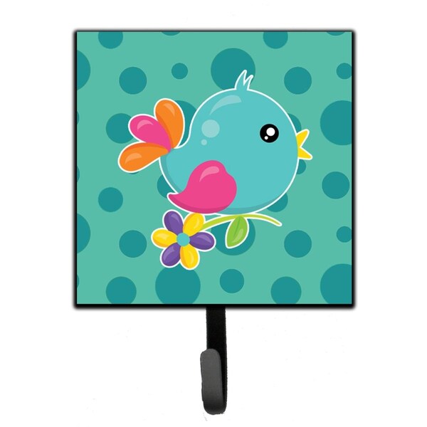 Jensendistributionservices Bird on Teal Polkadots Leash or Key Holder - MI1656101