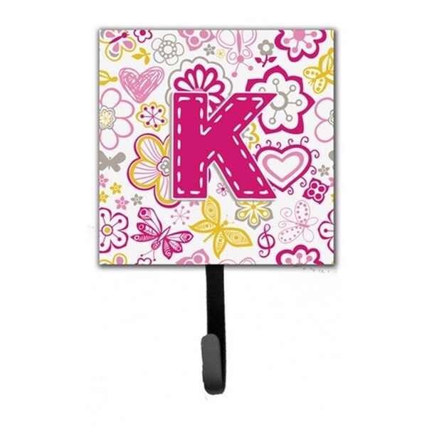 Jensendistributionservices Letter K Flowers And Butterflies Pink Leash & Key Holder - MI1725073