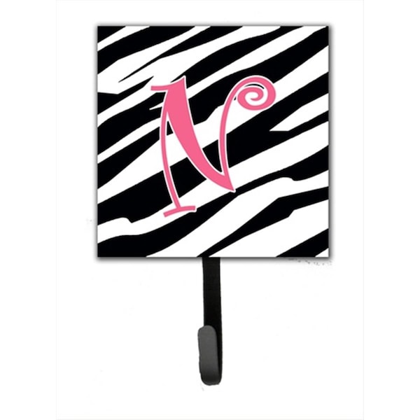 Carolines Treasures 4.25 x 6 in. Letter N Initial Monogram Zebra Stripe and Pink Leash Or Key Hook - CJ1037-NSH4