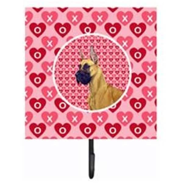 Jensendistributionservices 4.25 x 7 in. Great Dane Valentines Love and Hearts Leash Or Key Holder - MI1713200