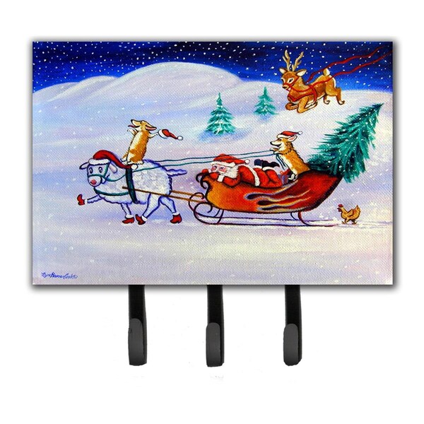 Jensendistributionservices Corgi Highhacked Santa Claus Sleigh Leash or Key Holder - MI1721158