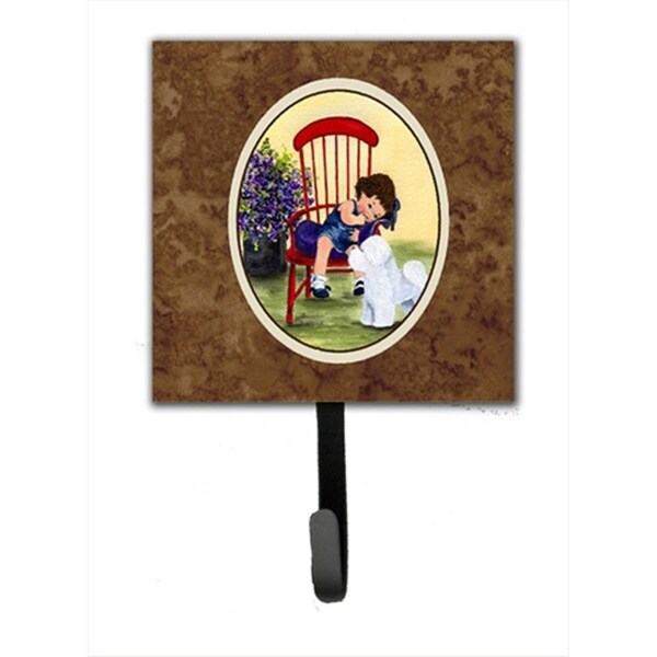 Jensendistributionservices 4.25 x 6 in. Little Girl with Her Bichon Frise Leash Or Key Hook - MI1712368