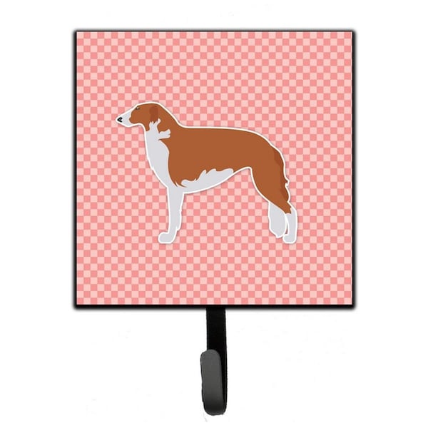 Jensendistributionservices Borzoi Russian Greyhound Checkerboard Pink Leash or Key Holder - MI2087091