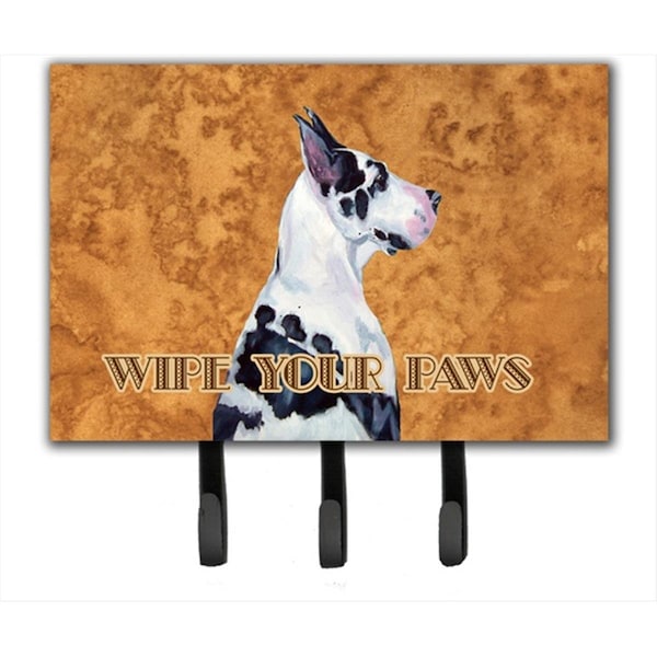 Carolines Treasures 6 x 9 In. Harlequin Great Dane Wipe your Paws Leash or Key Holder - LH9447TH68