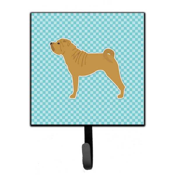 Jensendistributionservices Shar Pei Checkerboard Blue Leash or Key Holder - MI2100753
