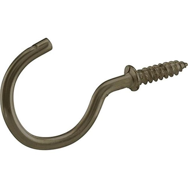 Hillman Hillman Fasteners 243683 1.25 in. Antique Brass Cup Hooks   Pack of 4 - 243683