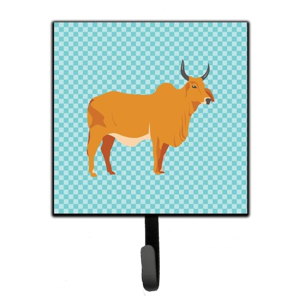 Jensendistributionservices Zebu Indicine Cow Blue Check Leash or Key Holder - MI2087167