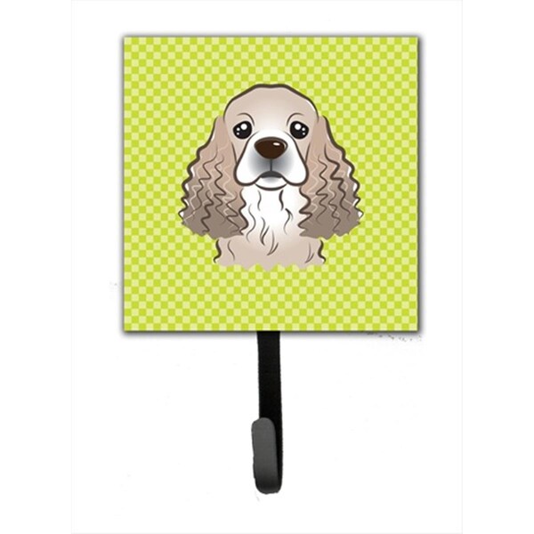 Carolines Treasures Checkerboard Lime Green Cocker Spaniel Leash or Key Holder- 4.25 W x 7 H In. - BB1278SH4