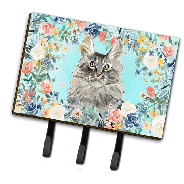 Carolines Treasures Maine Coon Spring Flowers Leash or Key Holder - CK3393TH68