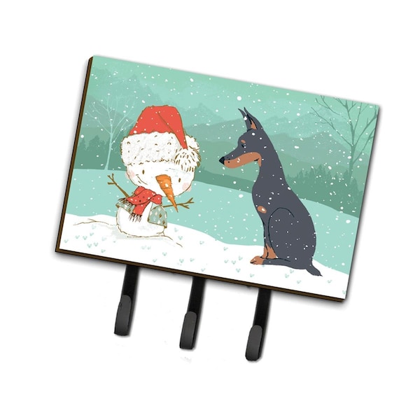 Carolines Treasures Doberman & Snowman Christmas Leash or Key Holder - CK2038TH68