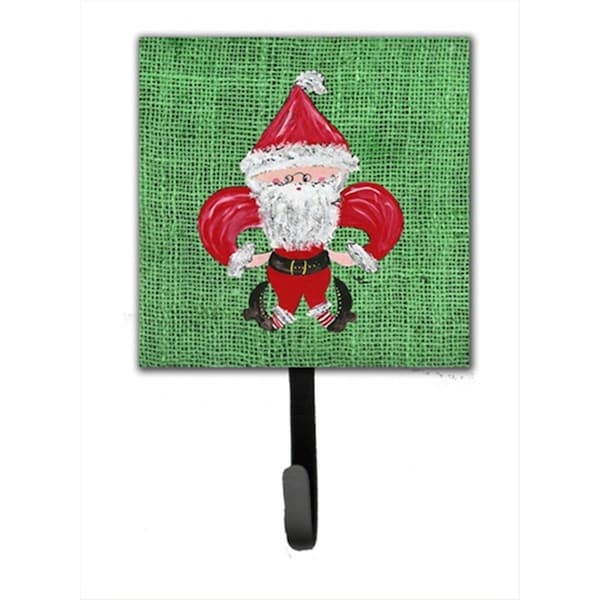 Carolines Treasures Christmas Santa Fleur de lis Leash Holder Or Key Hook - 8746SH4