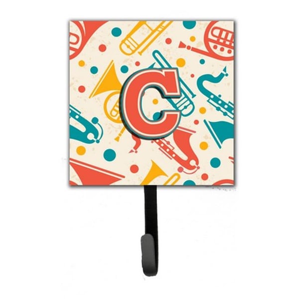 Jensendistributionservices Letter C Retro Teal Orange Musical Instruments Initial Leash & Key Holder - MI1658524