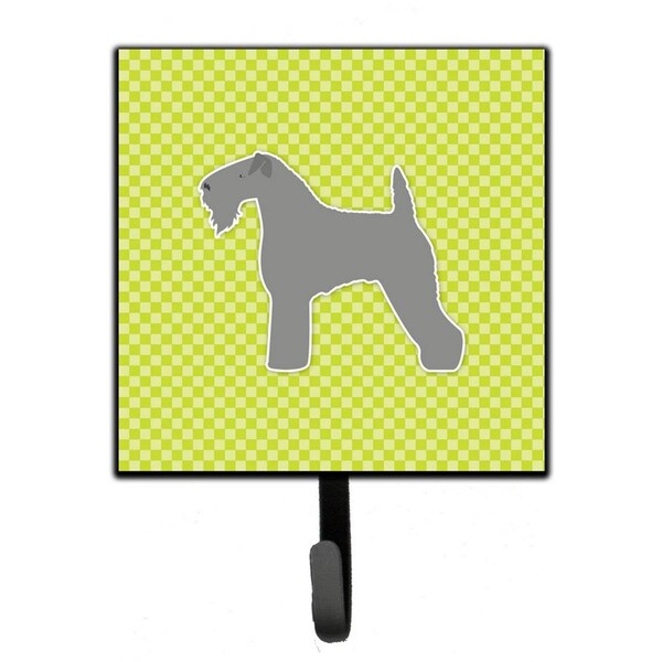 Carolines Treasures Kerry Blue Terrier Checkerboard Green Leash or Key Holder - BB3792SH4