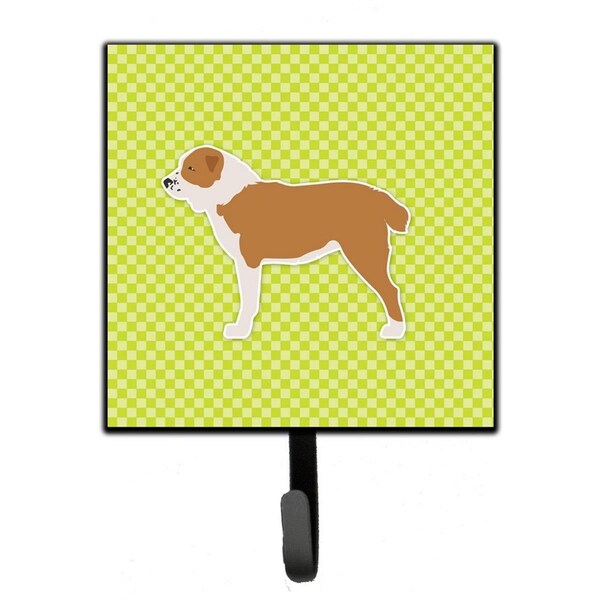 Carolines Treasures Central Asian Shepherd Dog Checkerboard Green Leash or Key Holder - BB3828SH4