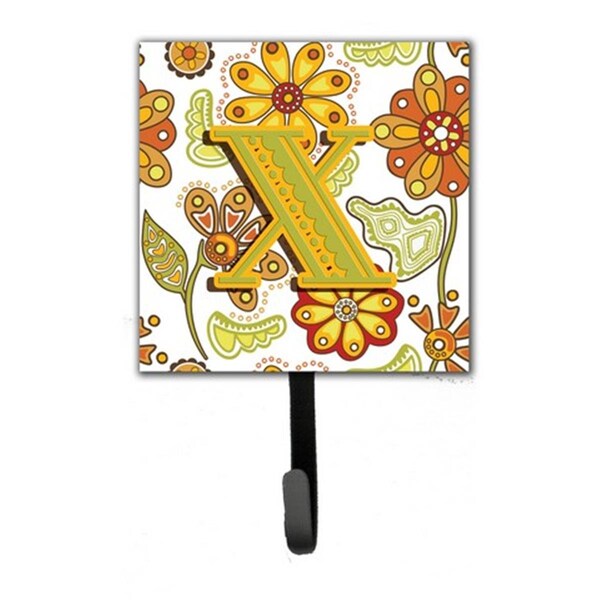 Jensendistributionservices Letter X Floral Mustard And Green Leash & Key Holder - MI1658909