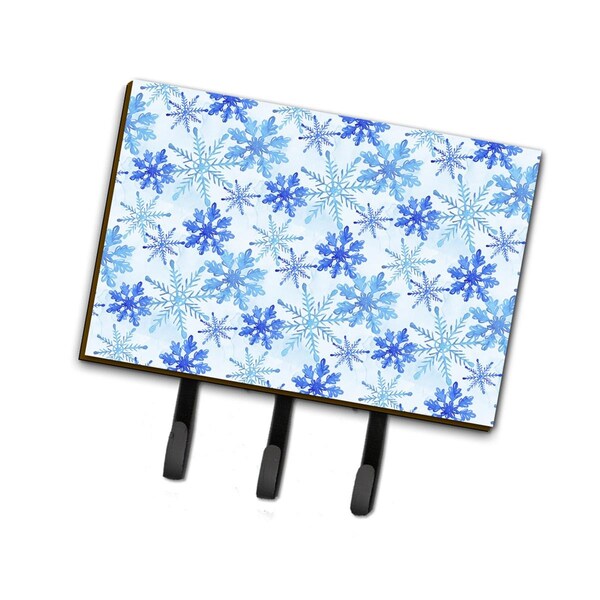 Carolines Treasures Blue Snowflakes Watercolor Leash or Key Holder, 6 x 2 x 9 in. - BB7484TH68