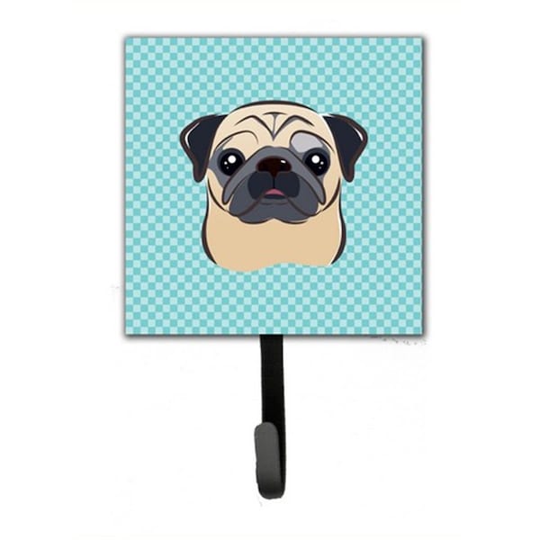 Jensendistributionservices Checkerboard Blue Fawn Pug Leash & Key Holder - MI1718493