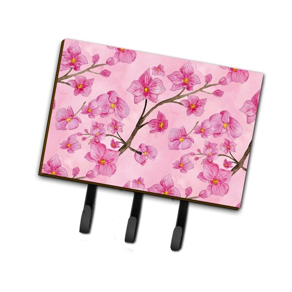 Carolines Treasures Watercolor Pink Flowers Leash or Key Holder, 6 x 2 x 9 in. - BB7505TH68