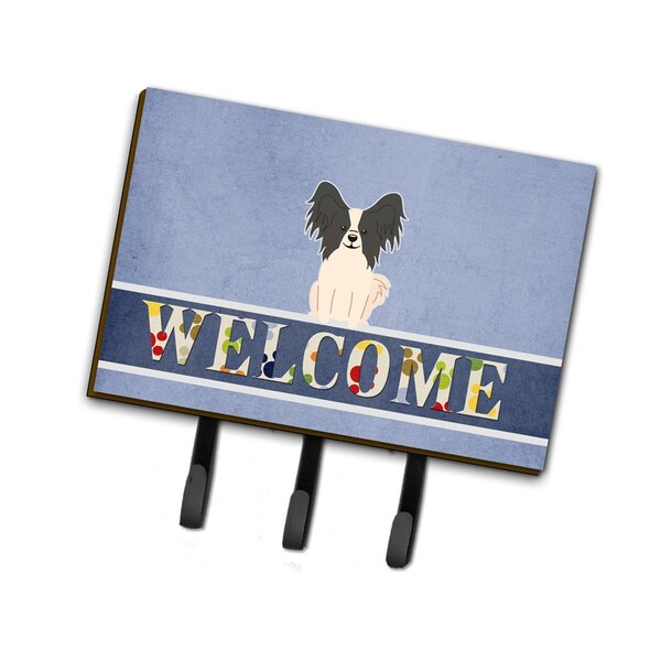Carolines Treasures Papillon Black & White Welcome Leash or Key Holder - BB5657TH68