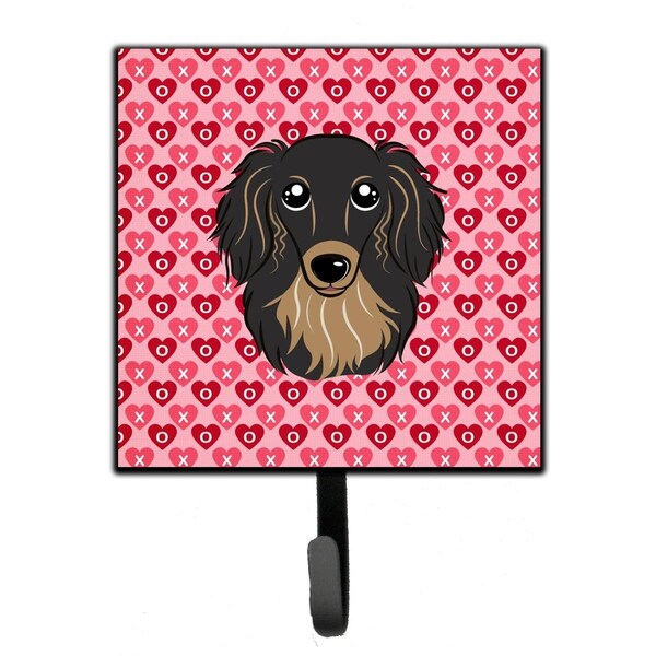 Carolines Treasures Longhair Black & Tan Dachshund Hearts Leash or Key Holder - BB5283SH4