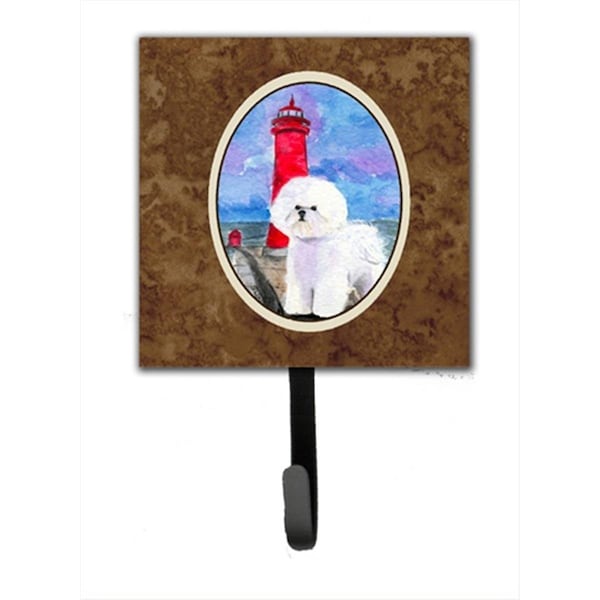 Jensendistributionservices 4.25 x 6 in. Lighthouse with Bichon Frise Leash Or Key Hook - MI1655876