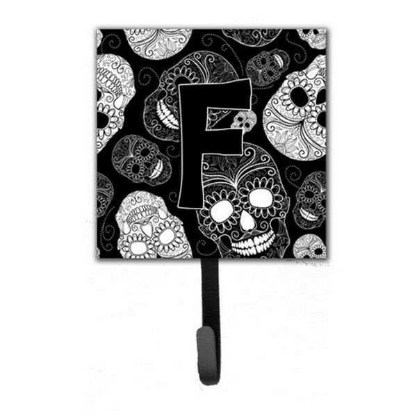 Jensendistributionservices Letter F Day Of The Dead Skulls Black Leash & Key Holder - MI1721012
