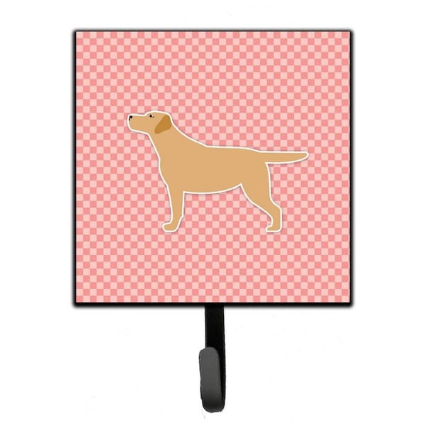 Carolines Treasures Yellow Labrador Retriever Checkerboard Pink Leash or Key Holder - BB3597SH4