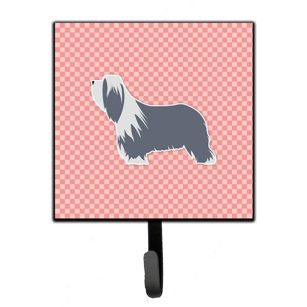 Carolines Treasures Bearded Collie Checkerboard Pink Leash or Key Holder - BB3617SH4