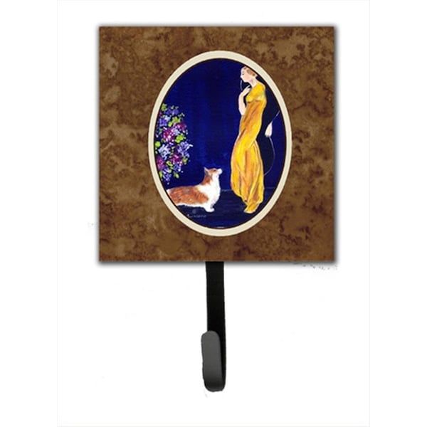 Micasa 4.25 x 6 in. Lady with Her Corgi Leash Or Key Hook - MI751962