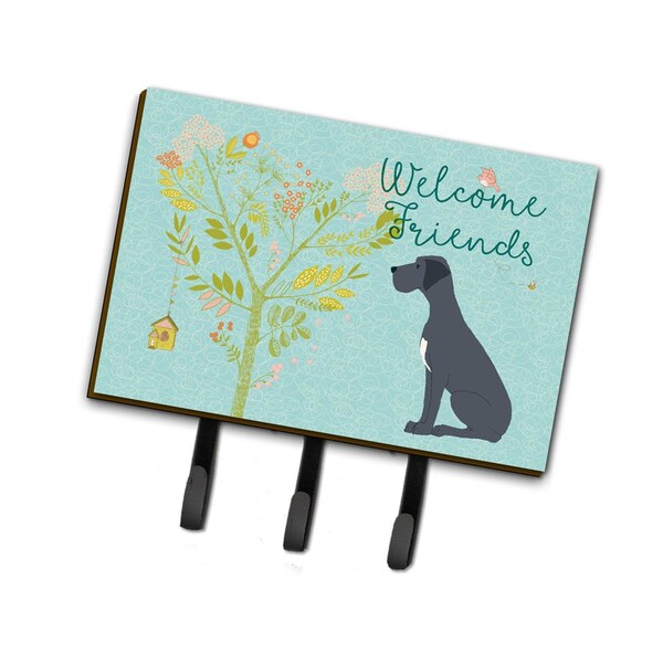 Micasa Welcome Friends Black Great Dane Leash or Key Holder6 x 2 x 9 in. - MI951073