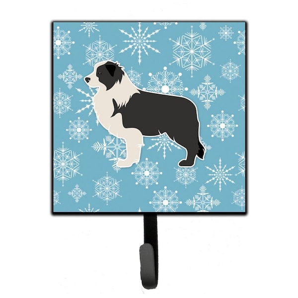 Jensendistributionservices Winter Snowflake Black Border Collie Leash or Key Holder - MI1707770