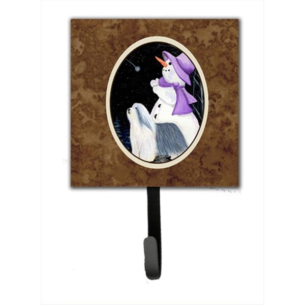 Jensendistributionservices 4.25 x 6 in. Snowman with Bearded Collie Leash Or Key Hook - MI1657266