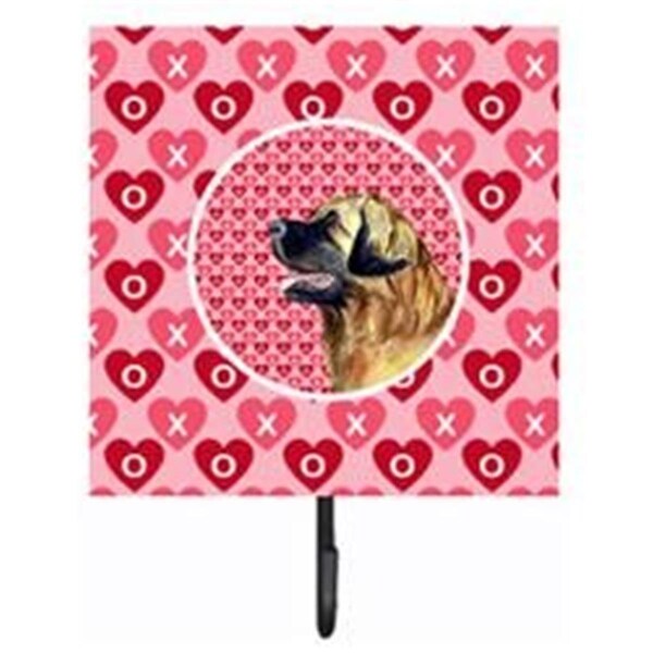 Micasa 4.25 x 7 in. Leonberger Valentines Love and Hearts Leash Or Key Holder - MI728576