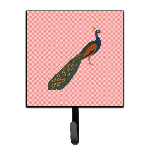 Carolines Treasures Indian Peacock Peafowl Pink Check Leash or Key Holder - BB7925SH4