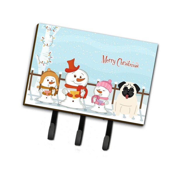 Carolines Treasures Merry Christmas Carolers Pug Cream Leash or Key Holder - BB2335TH68