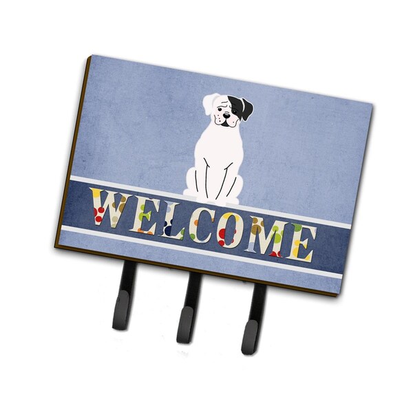 Carolines Treasures White Boxer Cooper Welcome Leash or Key Holder - BB5695TH68
