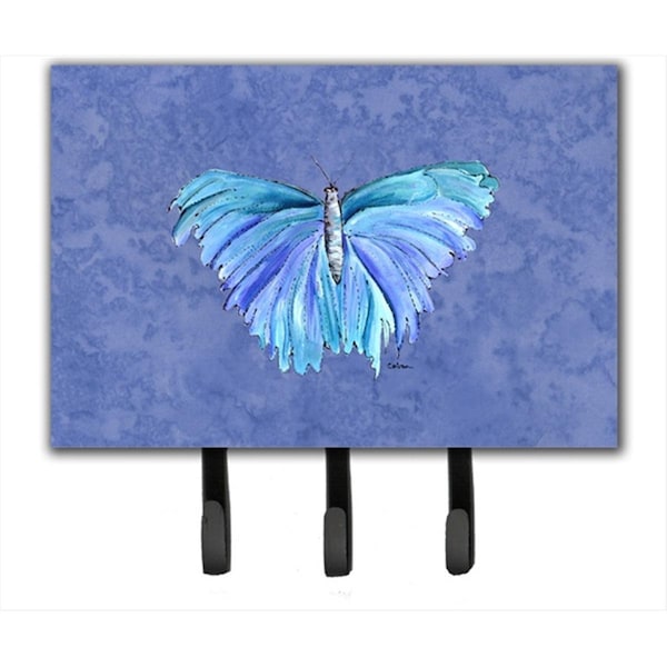Micasa 6 x 9 In. Butterfly on Slate Blue Leash or Key Holder - MI54993